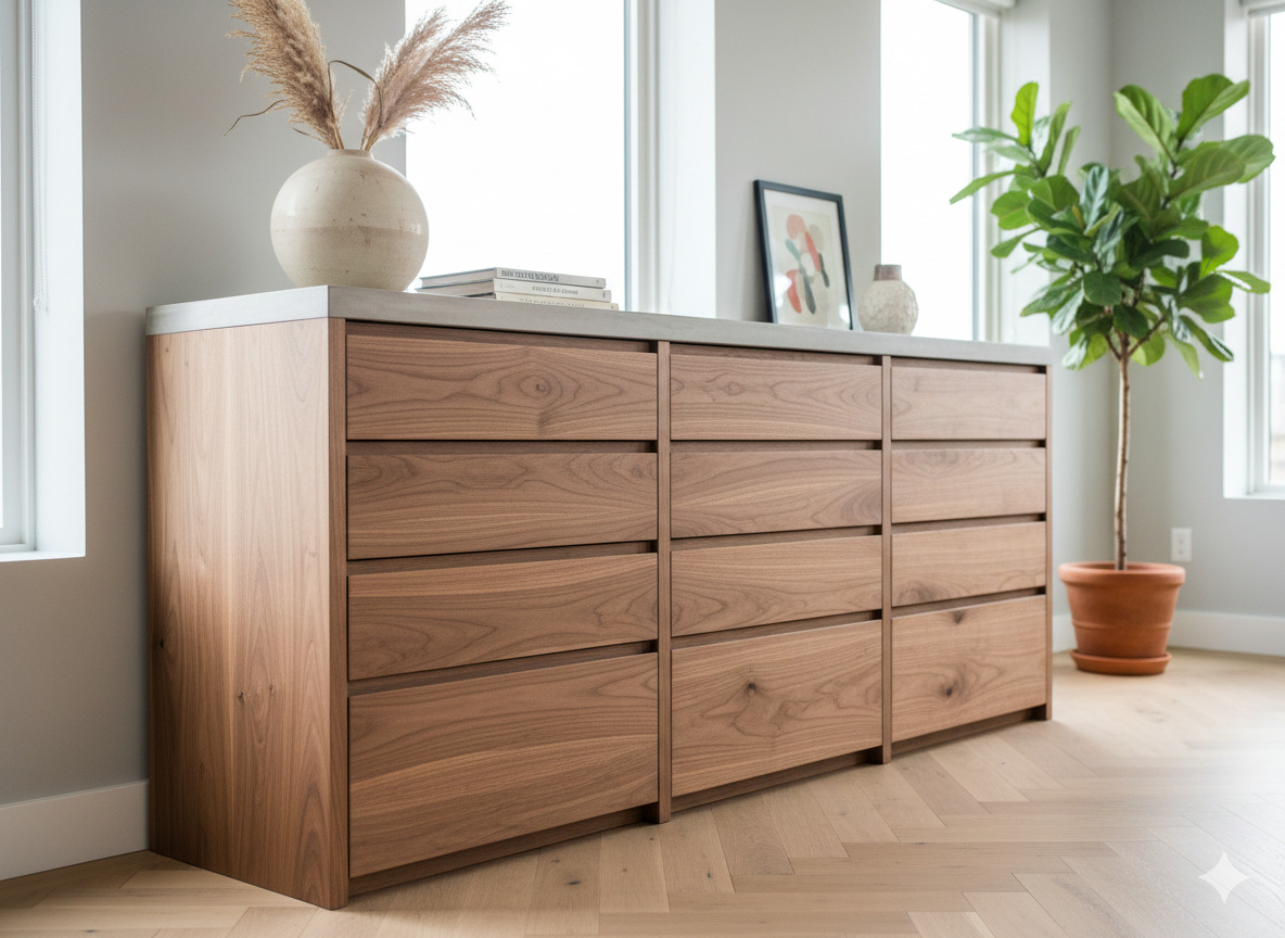Custom storage cabinet with drawers