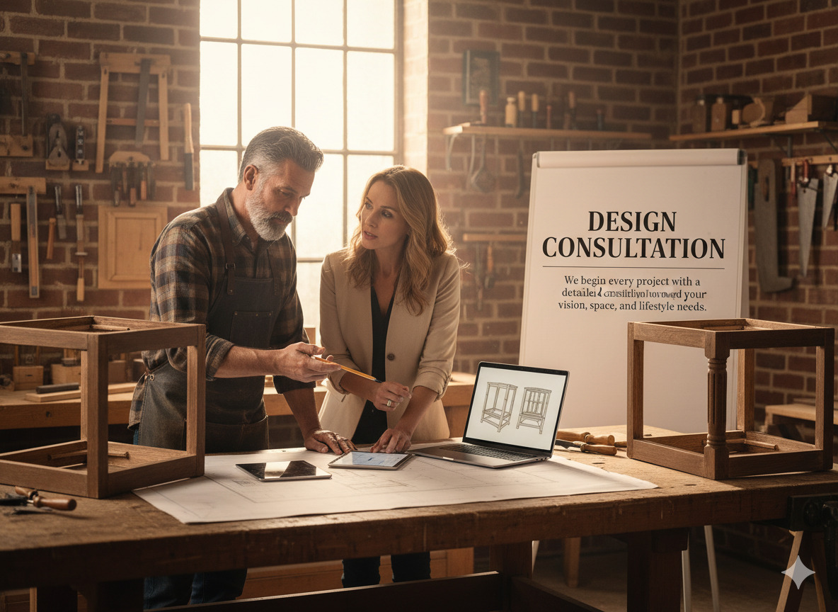 Master craftsman working on furniture