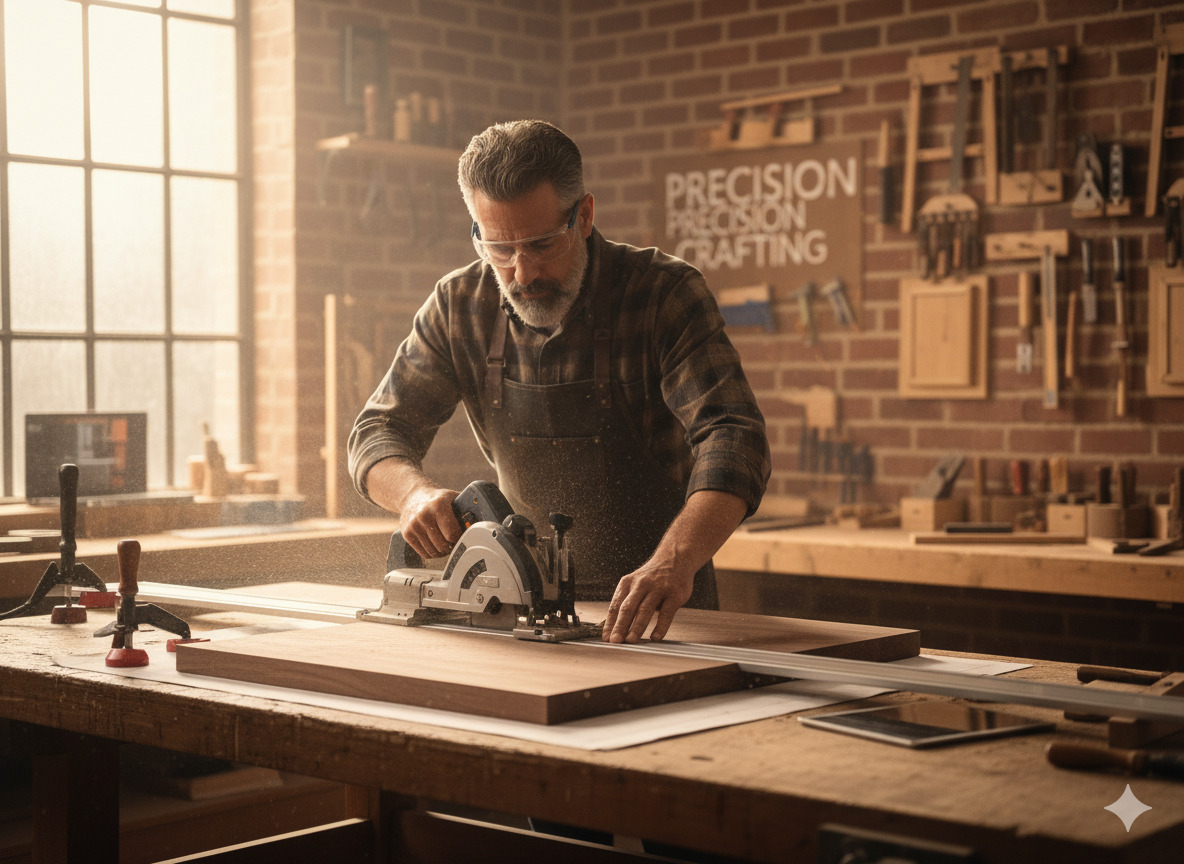 Precision woodworking in progress